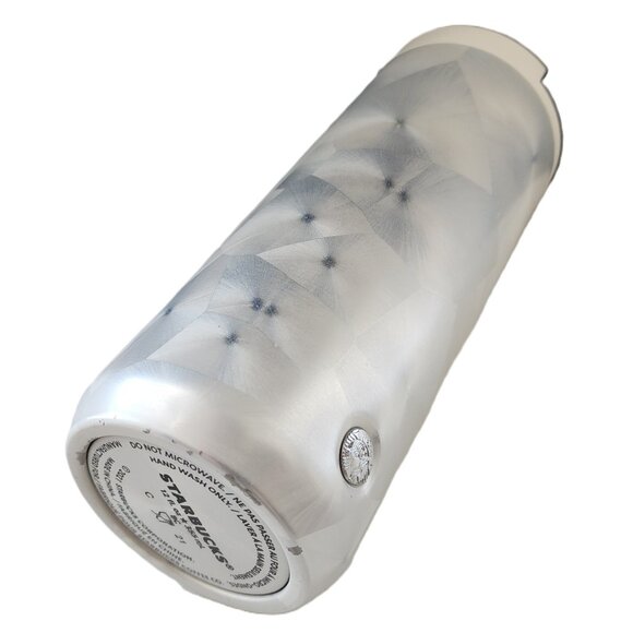 Starbucks White Pearl Brushed Feather Pattern Stainless Steel Tumbler Mug 12oz - Picture 8 of 10
